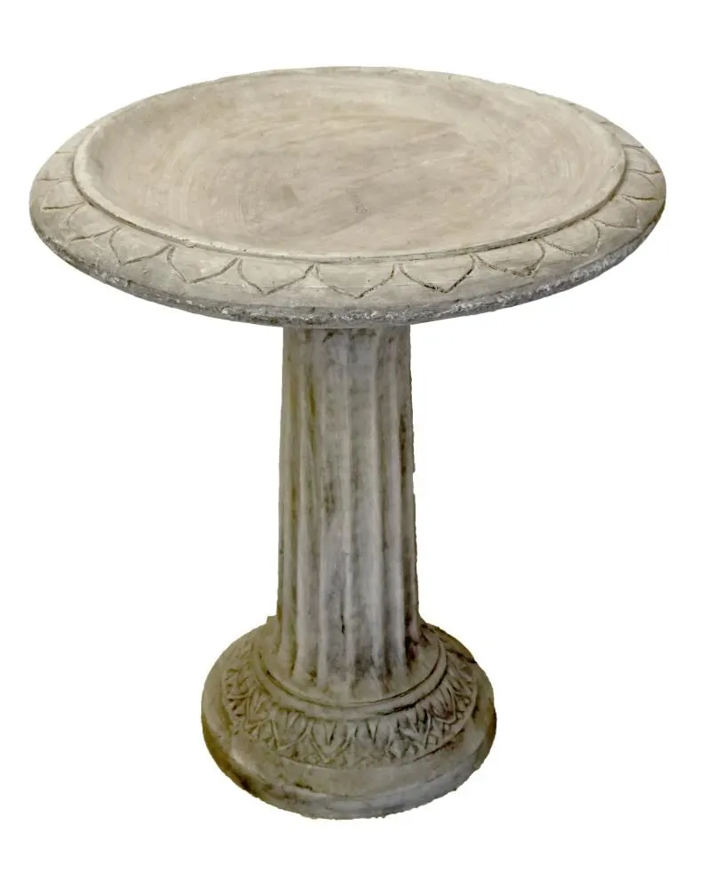 traditional column 27-in H Pre Aged Concrete Complete birdbath