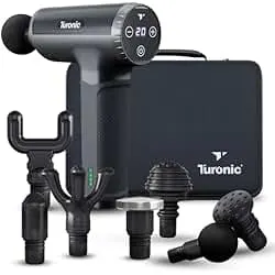 Turonic Professional Handheld Massage Gun - Deep Tissue Percussion Massager, 20 Speeds, 7 Heads, Quiet, Powerful, Portable, Cordless, Great for Athletes, Personal Use, Shoulder, Foot, Back Body, GM5