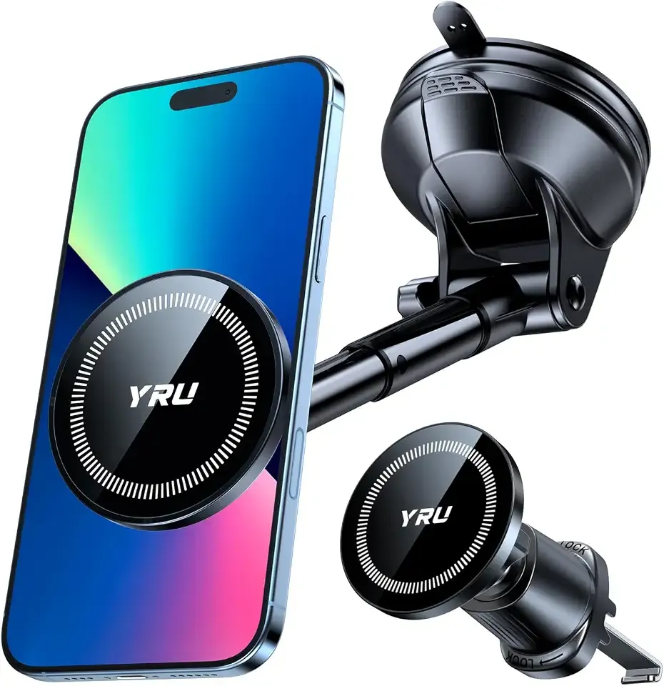 YRU Upgrade【80+LB Super Suction】Magnetic Phone Holder Car for MagSafe Mount
