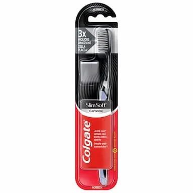 Colgate spazzolino Slim Soft al carbone pulizia profonda, morbido