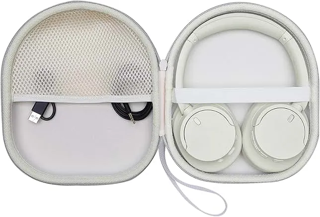 DR·AMIU Hard Case Compatible with Sony WH-CH720N, WH-CH520 Noise Canceling Headphones, Cream Travel Storage Bag