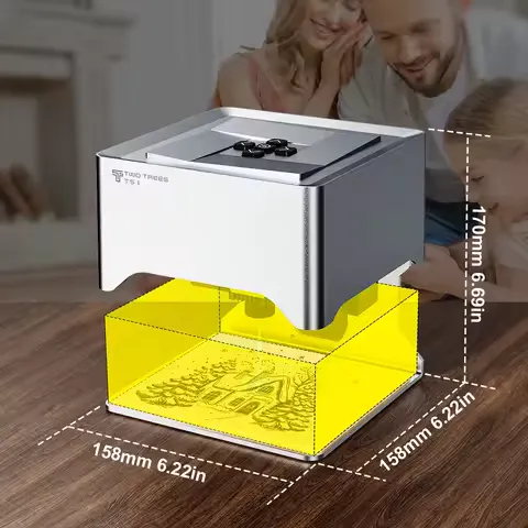 TS1 Mini Laser Engraver 3W Portable Laser Engraving Machine 0.01mm High Precision Manual Focus 200mm/s WiFi Bluetooth ESP32 DIY Engraver for Various Materials
