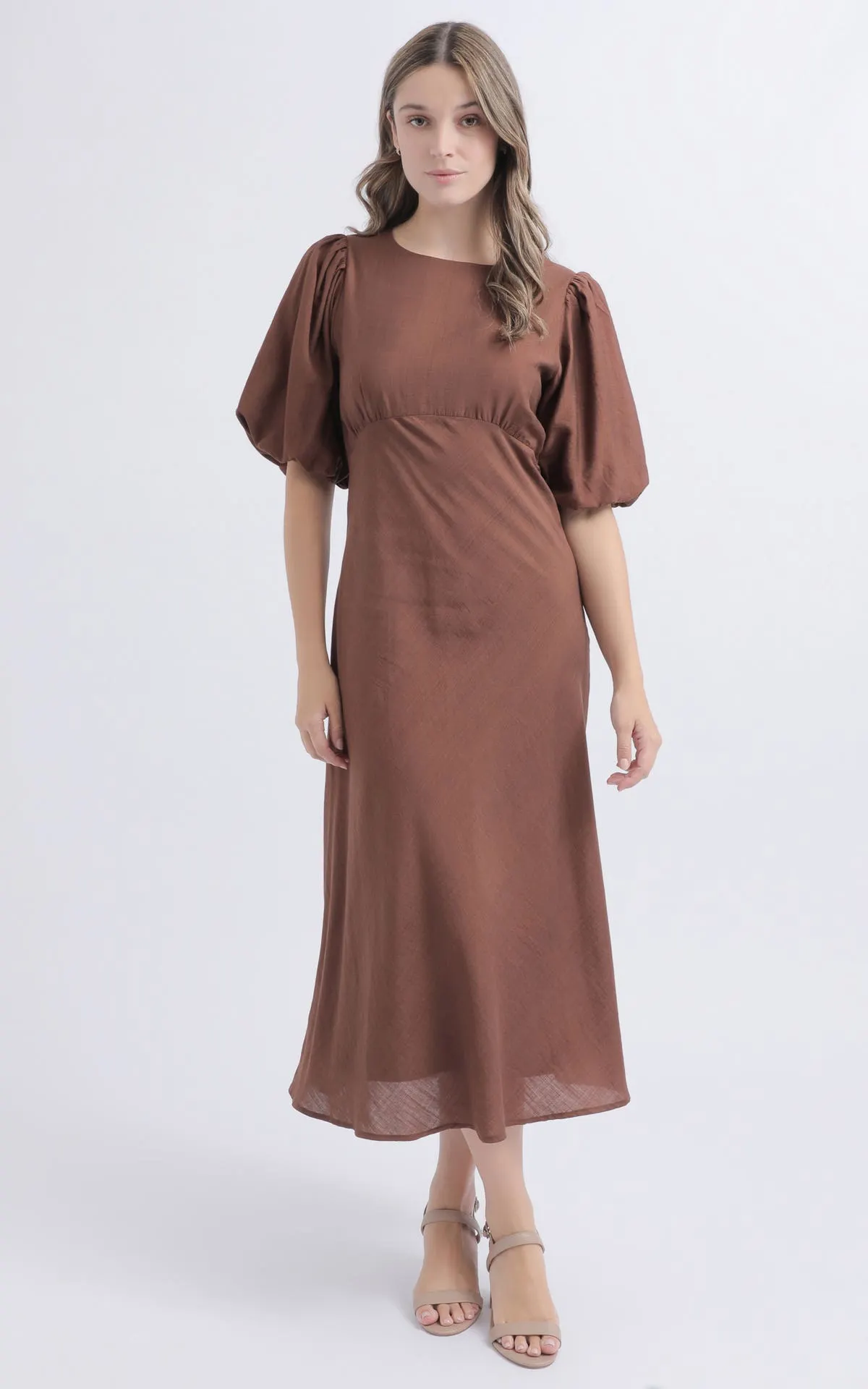 Voile Bias Puff Sleeve Dress