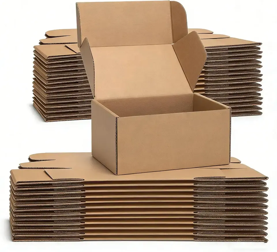 25 Pack Small Shipping Boxes 6x4x3'' Corrugated Small Cardboard Boxes for Shipping, Recyclable Packaging Boxes for Business, Mailer, Gift Packing, Crafts Packing, Jewelry Box, Brown