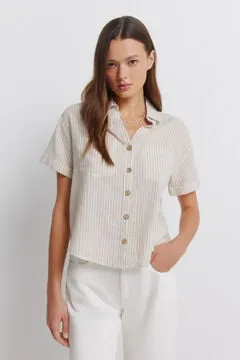 Camisa lino manga corta