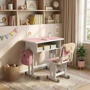 Set de escritorio y silla para niños con altura ajustable, diseño ergonómico, ecológico y estable, ideal para el crecimiento infantil