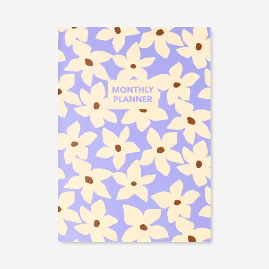 A4 floral soft cover monthly planner - English