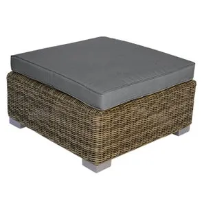 Tavolino da caffè da giardino Antigua struttura in alluminio con piano in rattan sintetico per 4 persone 76x76cm