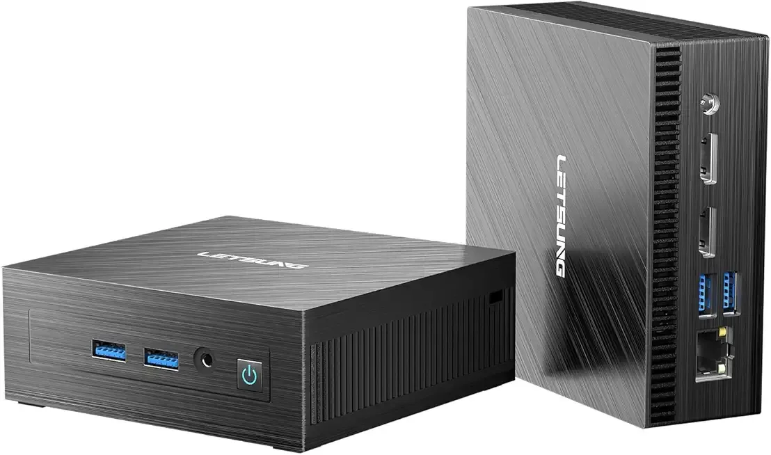 LETSUNG Mini PC Celeron N4000, 6GB RAM LPDDR4 128GB M.2 SSD(up to 512GB) Desktop Mini Computers Support WiFi 5.0/BT4.2/HDMI VESA Mount for Office Home Study