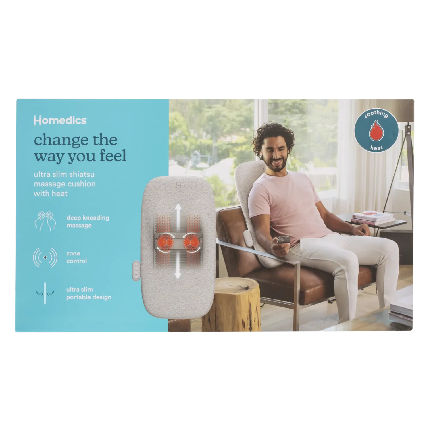 Cojín Masajeador Para Espalda Con Calor Shiatsu Ultra Delgado HOMEDICS Unidad