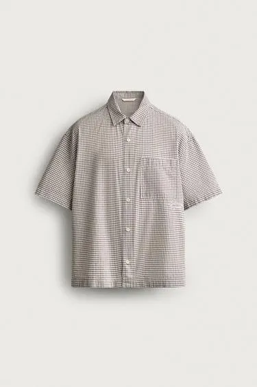 RELAXED FIT CHECKED SLOGAN SHIRT