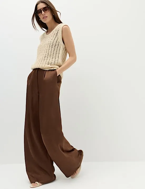 Hose mit weitem Bein und Satin