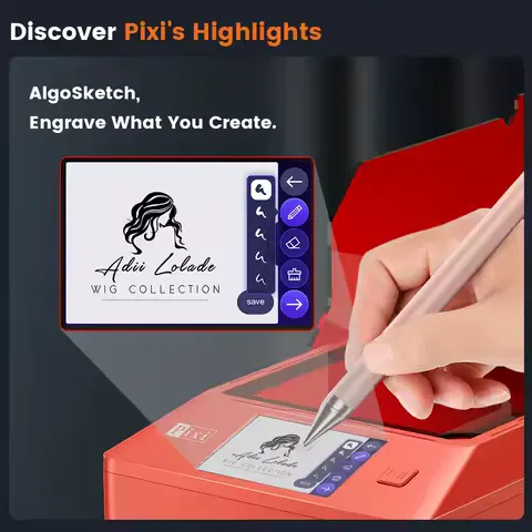 AlgoLaser PIXI Laser Engraver 3W/5W/10W Fully Enclosed Laser Engraving Machine 3.5 Inch Touch Screen Portable DIY Wood Leather Acrylic Cutter Commercial Custom Art Marking Tool