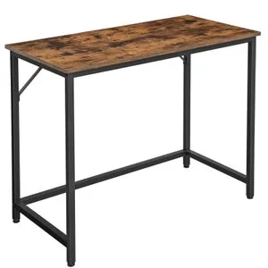 Escritorio, Mesa Oficina Pequeña y Estación Trabajo, Mesa para Teletrabajo, Estudio, 50 x 100 x 76 cm, Marrón Rústico y Negro Tinta