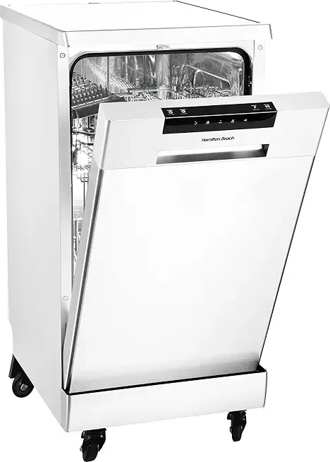 HAMILTON BEACH HBDW1922 Portable Dishwasher with Wheels, 19in Wide, 8 Place Settings Capacity, White