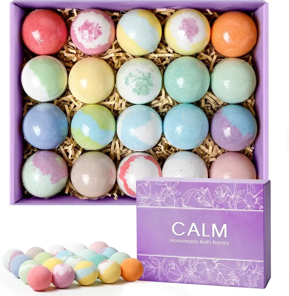 CalmNFiz 20PCS Bath Bombs for Women Presents Set Natural Wonderful Fizz Effect Bath Bomb with Shea Butter & Essential Oils, Bubble Bath Mothers Day Presents for Mom, Wife, Girlfriend