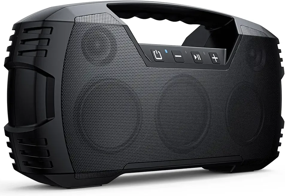 IPX7 Waterproof Outdoor Bluetooth Speaker, Wireless, 90W(Peak), 32H Playtime, Floating Design, Deep Bass & Loud Stereo Sound, Portable with Handle, Rugged for Pool, Beach, Kayaking, Hiking, Black