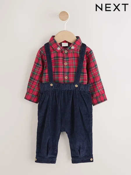 Red Check Shirt, Trousers and Braces Baby 3 Piece Set (0mths-2yrs)