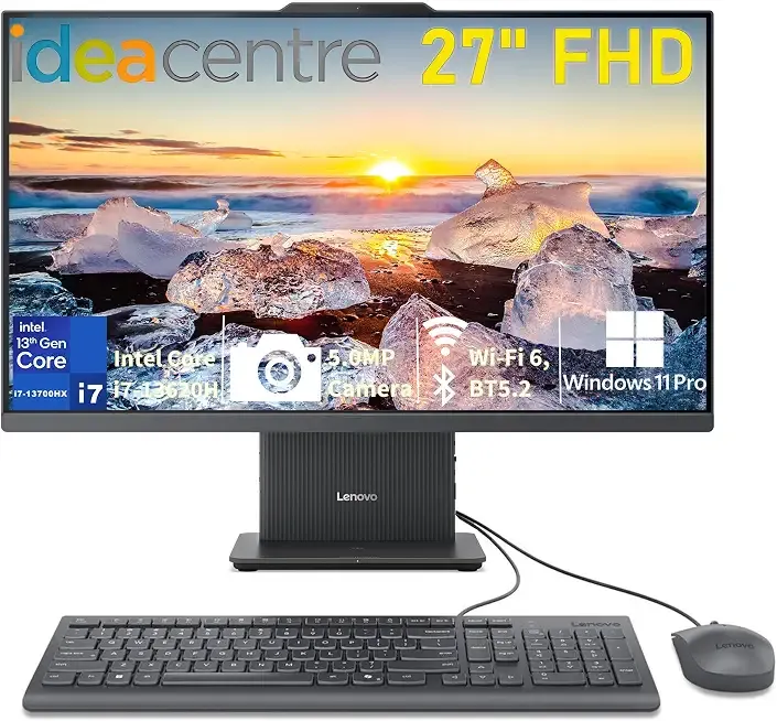 Lenovo IdeaCentre AIO 27" FHD All-in-One Desktop Computer, Intel Core i7-13620H, 16GB DDR5 RAM, 512GB SSD, Wi-Fi 6, Windows 11 Pro, Business & Home Office