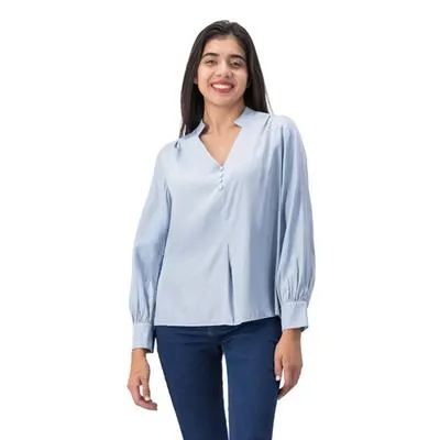 Blusa Mxstaza Mujer Tipo Camisa Con Botones Al Tono