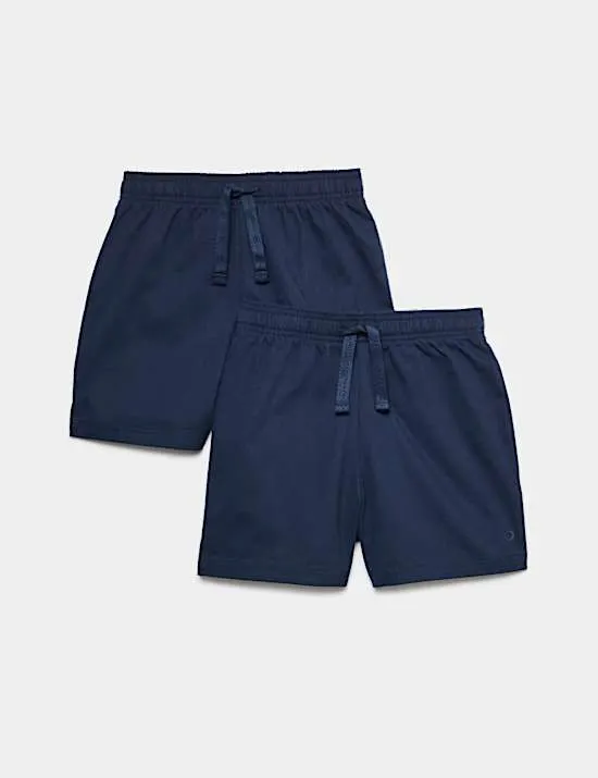 2 Pack Unisex Pure Cotton School Shorts (2-16 Yrs)