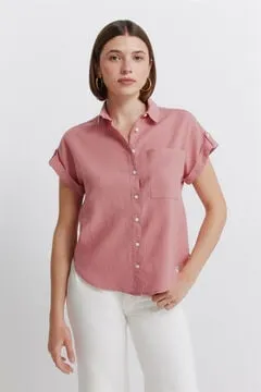 Camisa manga corta lino