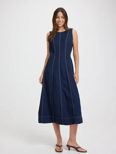 Just Jeans Noelle Denim Panelled Midi Dress