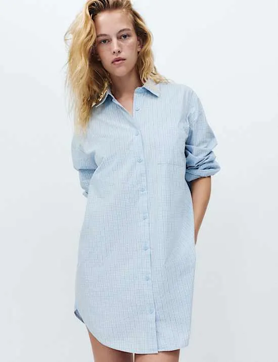 Pure Cotton Checked Nightshirt