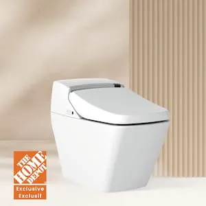 VOVO STYLEMENT 1-Piece 1.12 GPF Dual Flush Square Standard Smart Bidet Toilet in White, Soft Close Lid