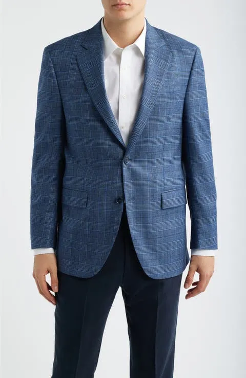 Flynn Classic Fit Blue Plaid Wool Sport Coat (Regular & Big)