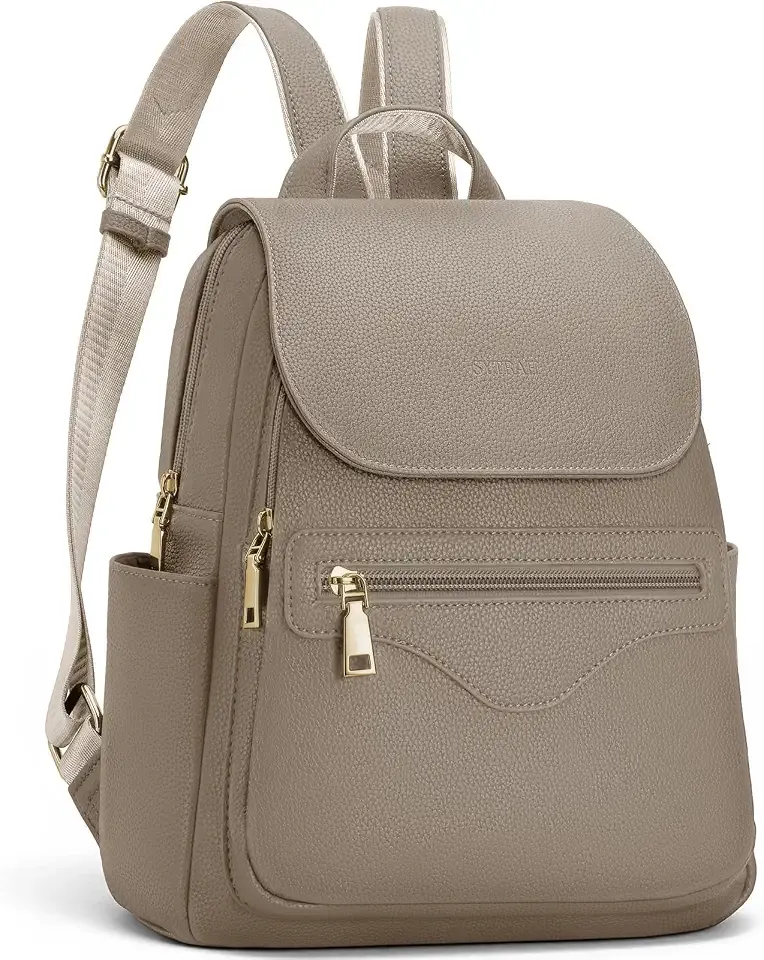 Mini Backpack Purse for Women, Causal Small Backpack with Built-in RFID Wallet & 11" Tablet Sleeve, Stylish Travel Daypack for Daily Khaki