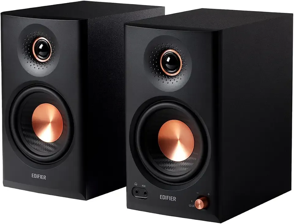 Edifier MR4.5 Bi-Amped Studio Monitor, 80W RMS Bookshelf Speakers - Black | 4.5" Woofer 1" Silk Tweeter Hi-Res Audio Bluetooth 6.0 LDAC XLR/TRS/RCA/AUX Input Music Production Video Editing Home Audio