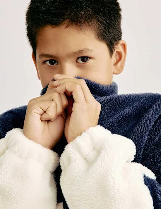 Jacke aus Teddy-Fleece mit Blockfarben (6–16 J.)