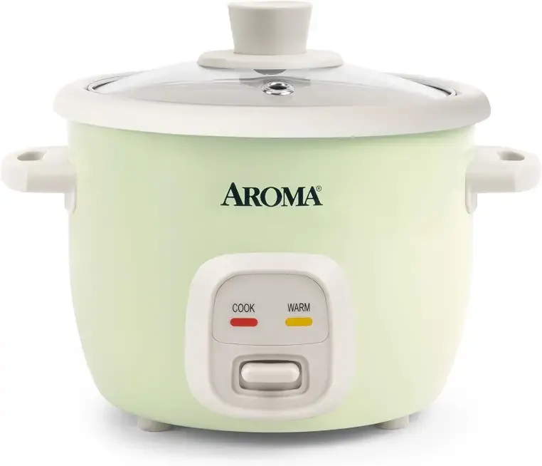 AROMA® Mini Rice Cooker, 2-Cup (Uncooked) / 4-Cup (Cooked), Grain Cooker, Soup Maker, Oatmeal Cooker, Auto Keep Warm, 1 Qt, Light Green