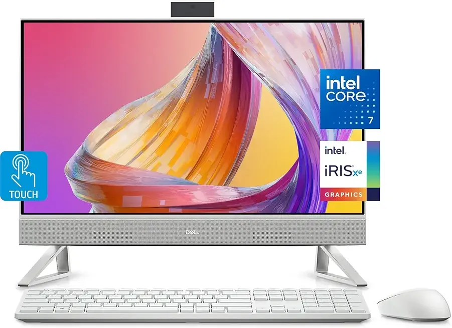 Dell All-in-One 24" FHD (1920 x 1080) Touchscreen Desktop, Intel Core 7 150U 10 Cores, 16GB RAM, 512GB SSD, Keyboard & Mouse, Wi-Fi 6, Bluetooth 5.3, Windows 11 Pro