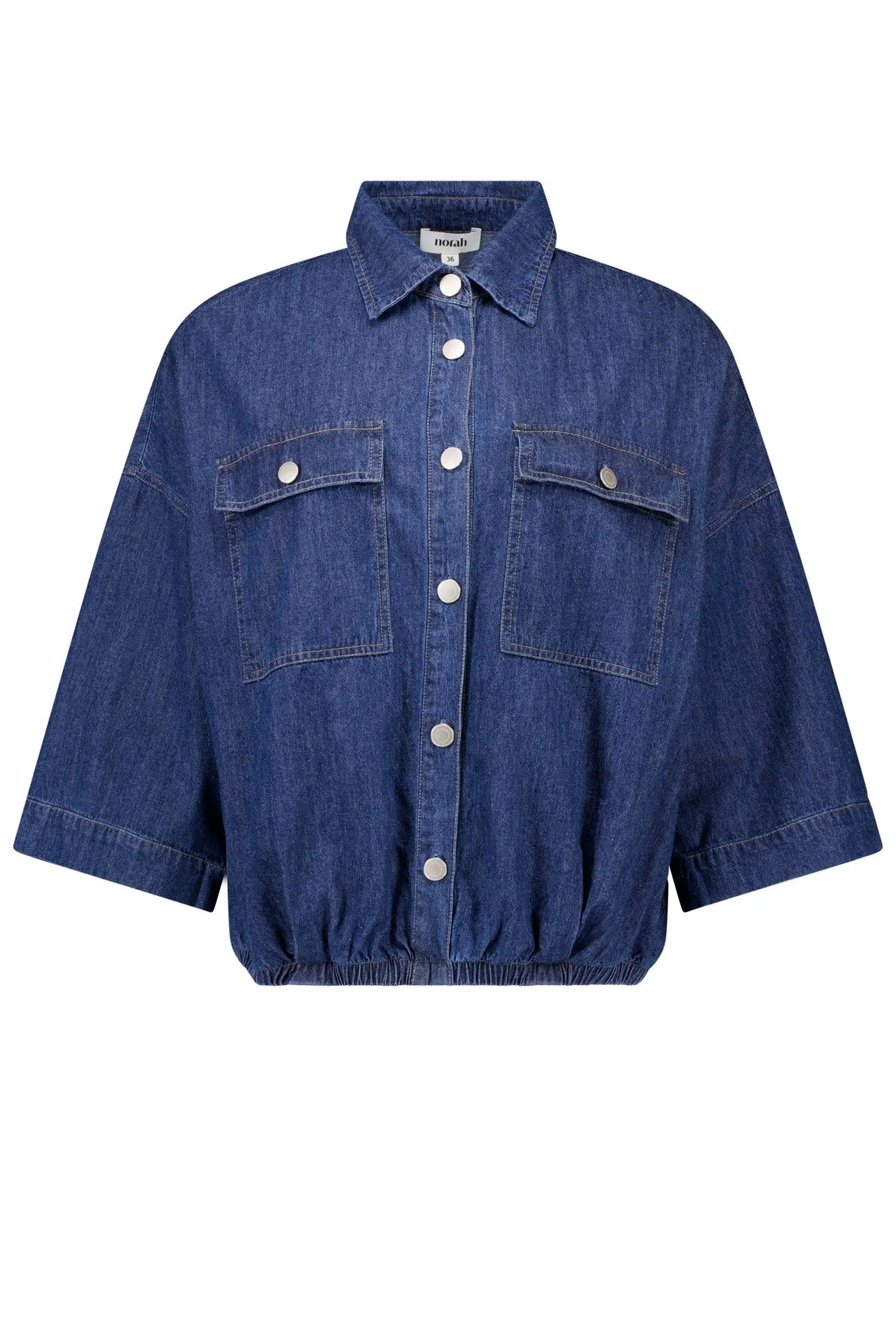 Donkerblauwe denim blouse