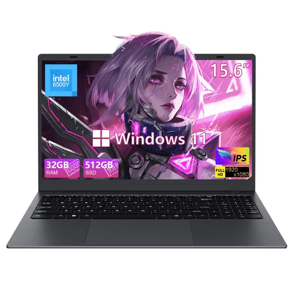 Best seller RNRUO 15.6" Laptop Computer, 32GB RAM 512GB SSD, Intel 6500Y, Type-C PD Dual 4K Output 1080p FHD Numeric Keypad, WiFi5 BT5.0 Office 2024 Windows 11 Laptop for Business, Student, Dark Gray $309.99 Was $689.00