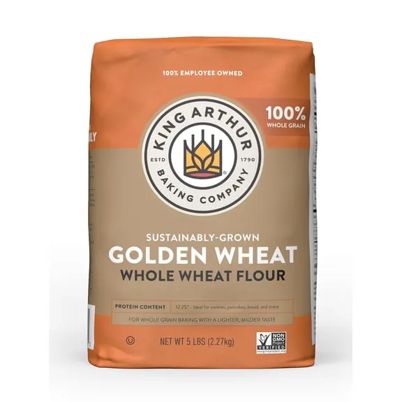 King Arthur, Golden Wheat Whole Wheat Flour, 100% Whole Grain, Non-GMO Project Verified, Certified Kosher, 5 lb Bag