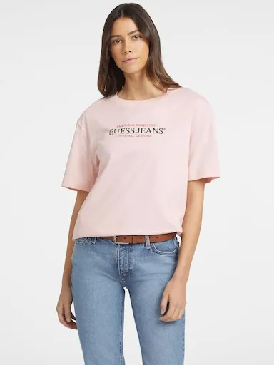 Guess Jeans Oversized American Traditional Tee In Blush