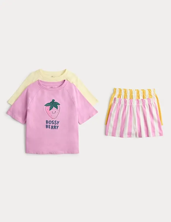 2 Pack Pure Cotton Pyjama Sets (1-8 Yrs)