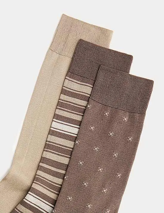 3er-Pack Socken mit hohem Anteil an merzerisierter Baumwolle