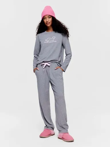 Charcoal Marle Tapered Pj Pant