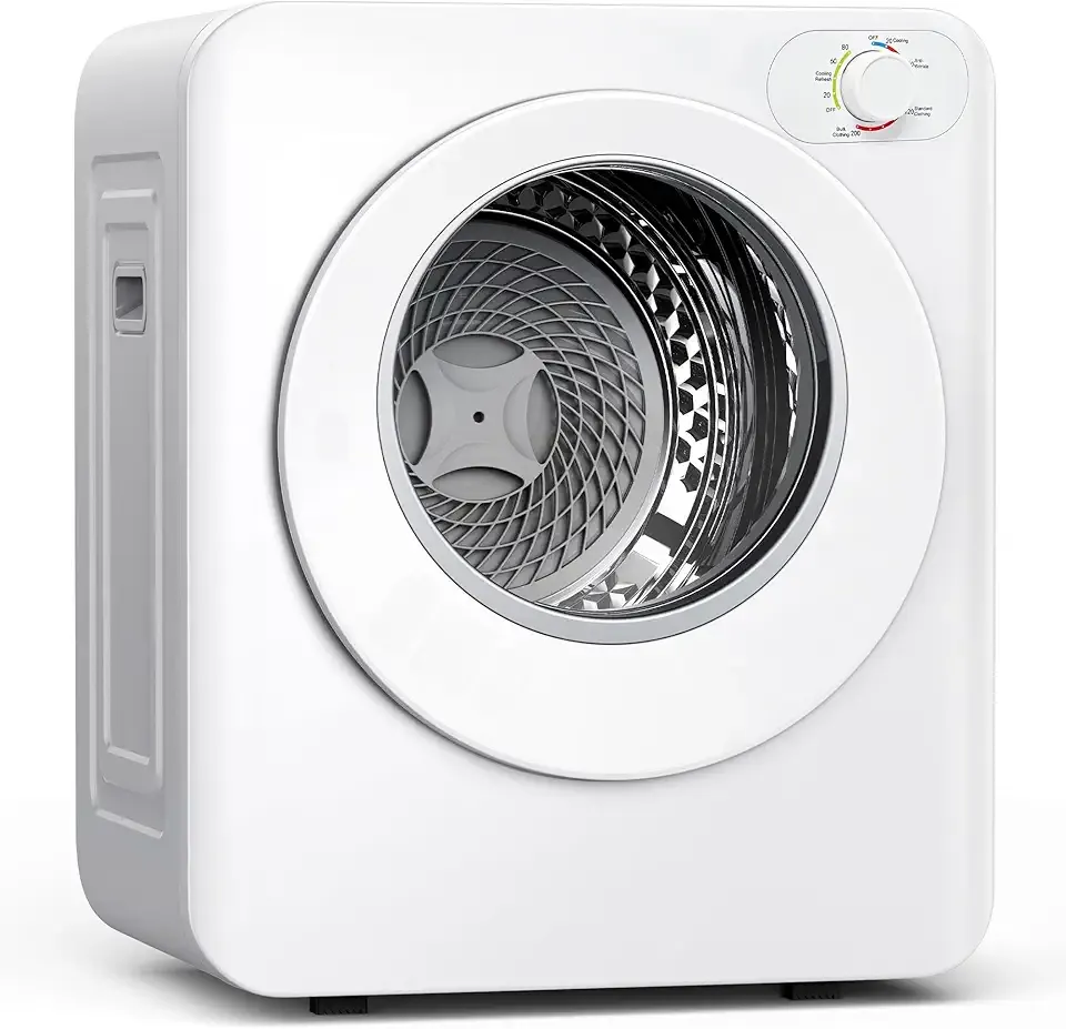 Euhomy Portable Clothes Dryer, 1.5 Cu.Ft. Portable Dryer, 850W Drying Machine with Front-Loading Stainless Steel Drum, 5 Functions, Suitable for Apartments, Dorms, RVs, Small Spaces