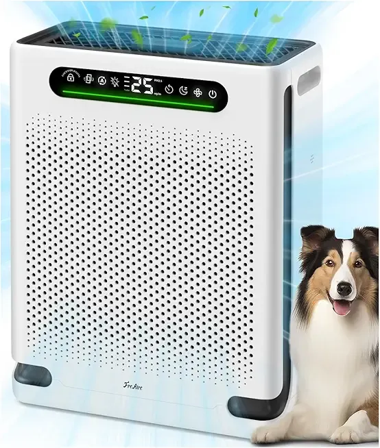 Air Purifiers for Home Large Room Up to 2600 Ft², HEPA Air Purifier with Washable Filter & Air Quality Display, Powerful Turbo Mode Air Cleaner for Pet Hair Odors Smoke Dust