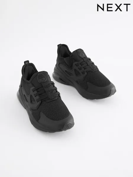 Black Standard Fit (F) Elastic Lace Trainers