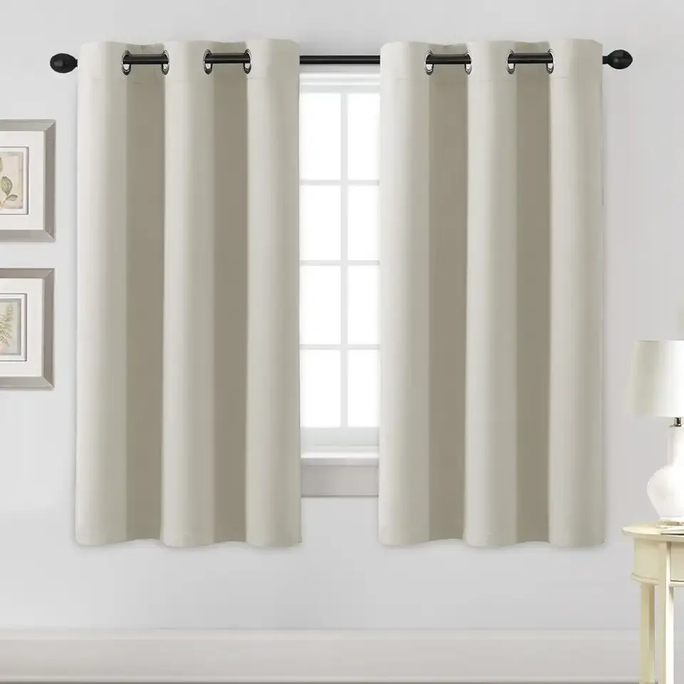 Blackout Curtains for Bedroom Thermal Insulated Room Darkening Living Room Curtains 63 Inch Long Grommet Privacy Protection Window Curtain Panels/Drapes for Nursery,2 Panels,Ivory/Cream