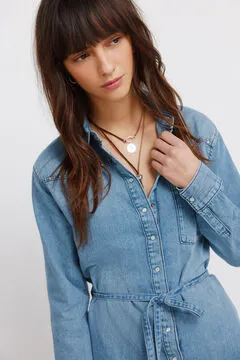 Vestido vaquero corto cinturón