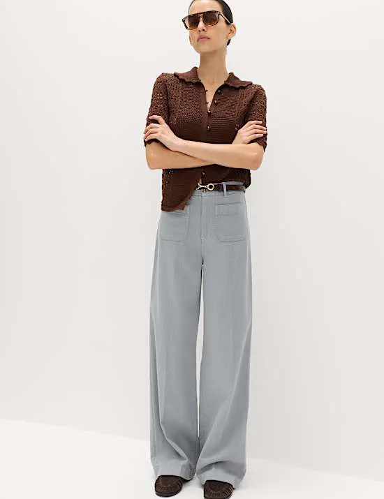 Patch Pocket Straight Leg Trousers