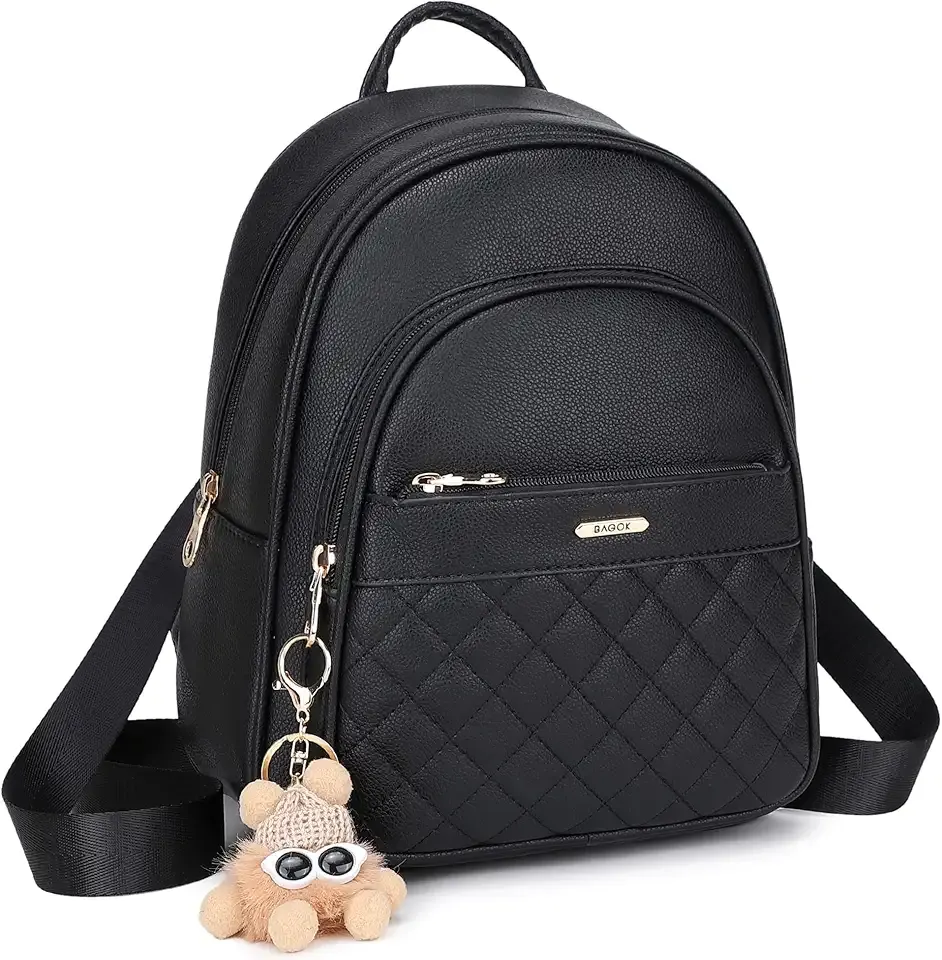Mini Leather Backpack Purse for Women, Small Backpack Purse with Cartoon Charm, Cute Fashion Bag for Girls & Teens