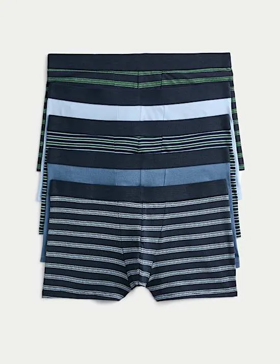 5 Pack Cotton Stretch Striped Hipsters